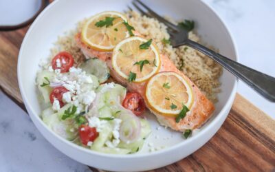 Mediterranean Salmon with Greek Salad & Couscous